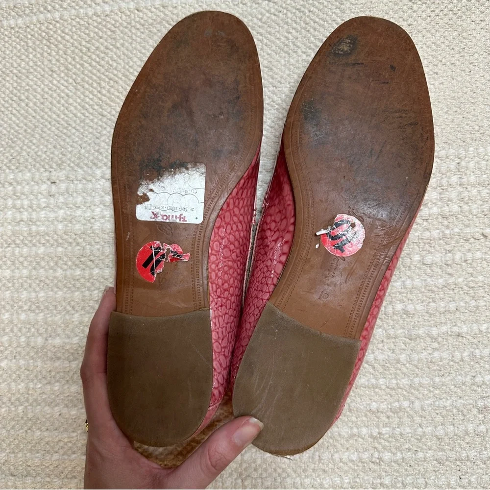 SAM EDELMAN pink croc embossed leather Loraine loafers 10 - Picture 8 of 9